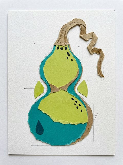 Bottle gourd with curling stem