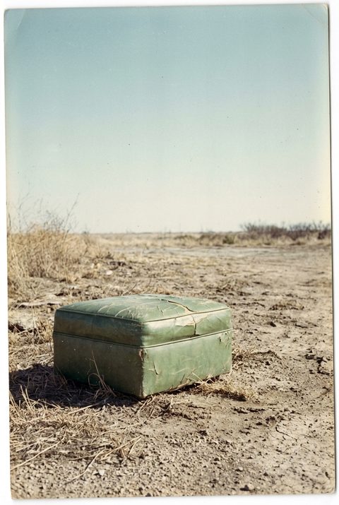 Vinyl ottoman on dirt