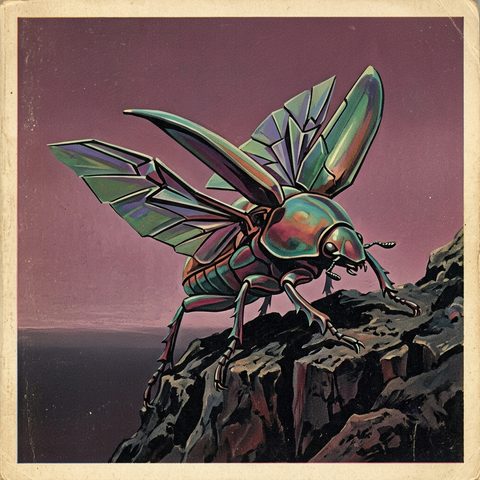 Beetle with folding solar wings