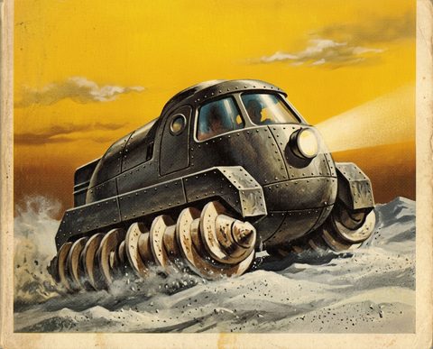 Submersible on corkscrews in pumice